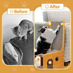 Cat Scratcher, Cat Scratching Board, L Shaped Vertical Cat Scratcher for Wall and Couch Protection, Cat Scratching Board with 4 Cat Ball Toys for Indoor Cats