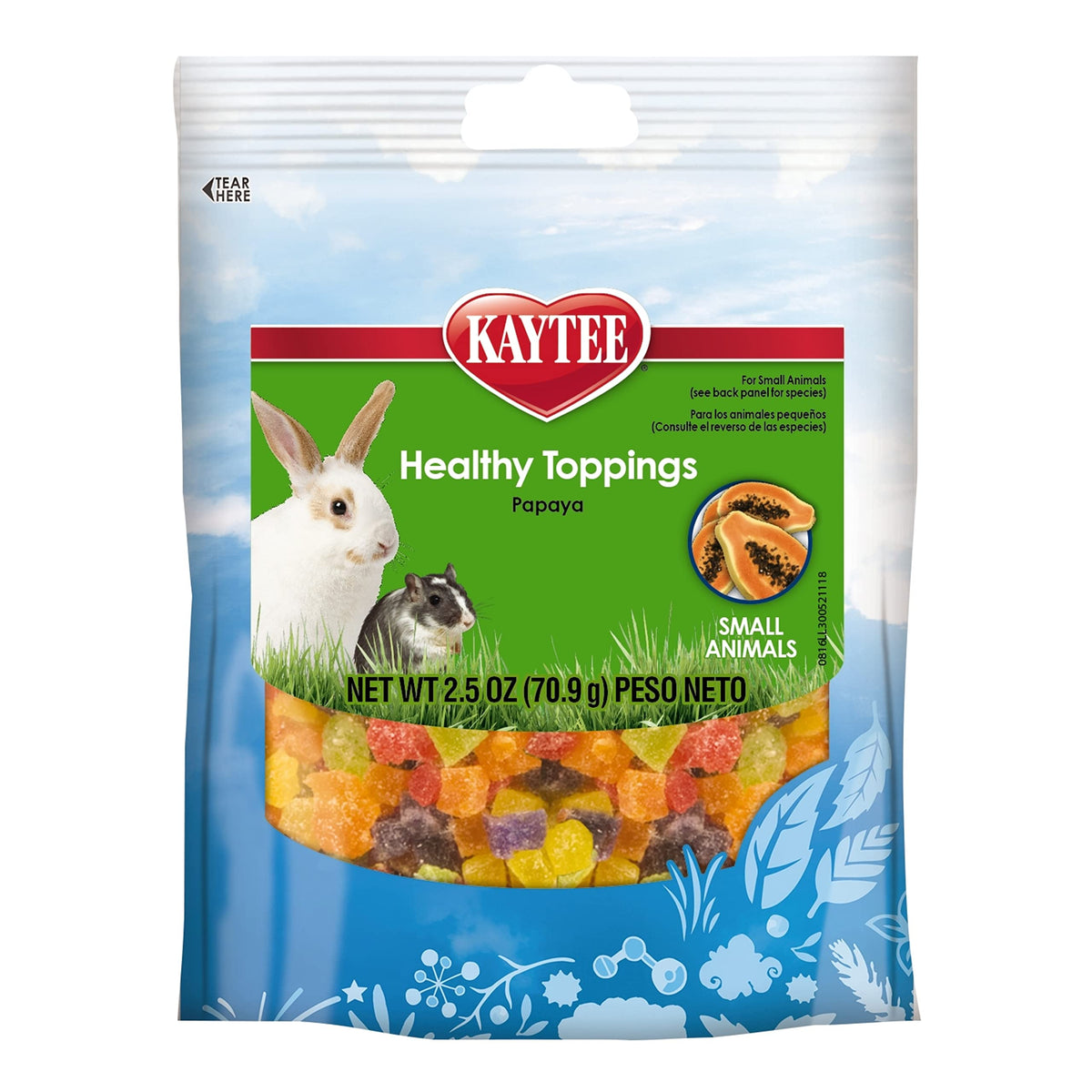 Kaytee Fiesta Healthy Toppings Papaya Treat For Small Animals, 2.5-Oz Bag