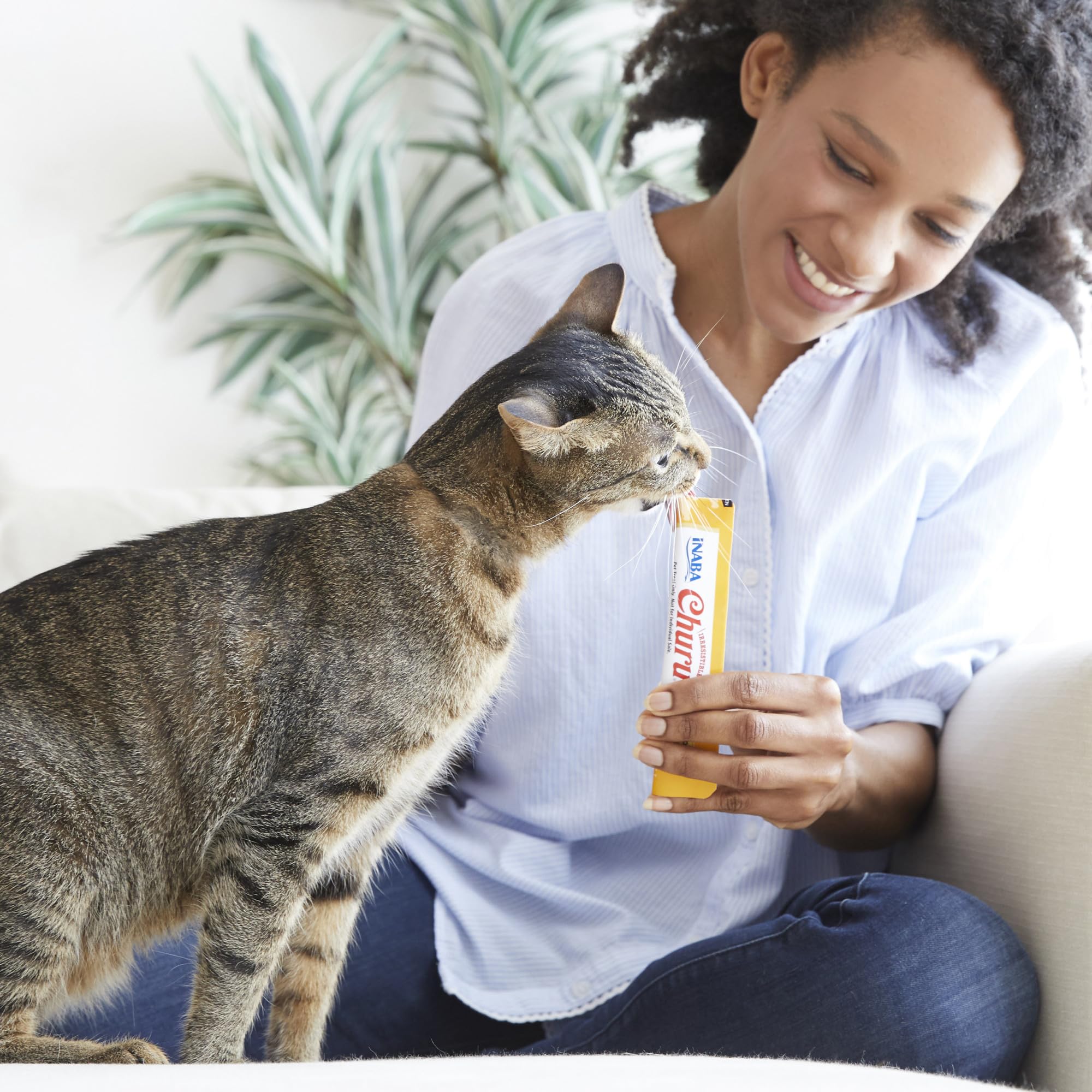 INABA Churu Cat Treats, Grain-Free, Lickable, Squeezable Creamy Purée Cat Treat/Topper with Vitamin E & Taurine, 0.5 Ounces Each Tube, 20 Tubes, Seafood Variety Box