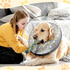 Dog Cone Collar with Enhanced Anti-Licking, Inflatable Dog Cone After Surgery, Adjustable Size with Soft Padding for Small Medium Large Dogs - S