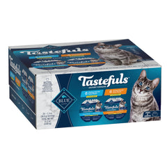 Blue Buffalo Tastefuls Savory Singles Variety Pack, Wet Cat Food in Gravy, 2.6-oz. Twin-Pack Trays, Chicken & Turkey Entreé (12 Count)