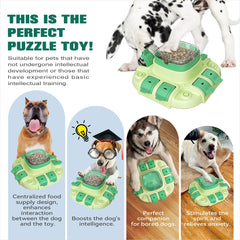 Dog Puzzle Toys for Small/Medium/Large Dogs Slow Feeder w/Button Level 2 in 1 Boredom Busters Keep Them Busy Enrichment Toy Puzzles Food/Treat Dispenser Puppy Brain Mental Stimulation Game MLD