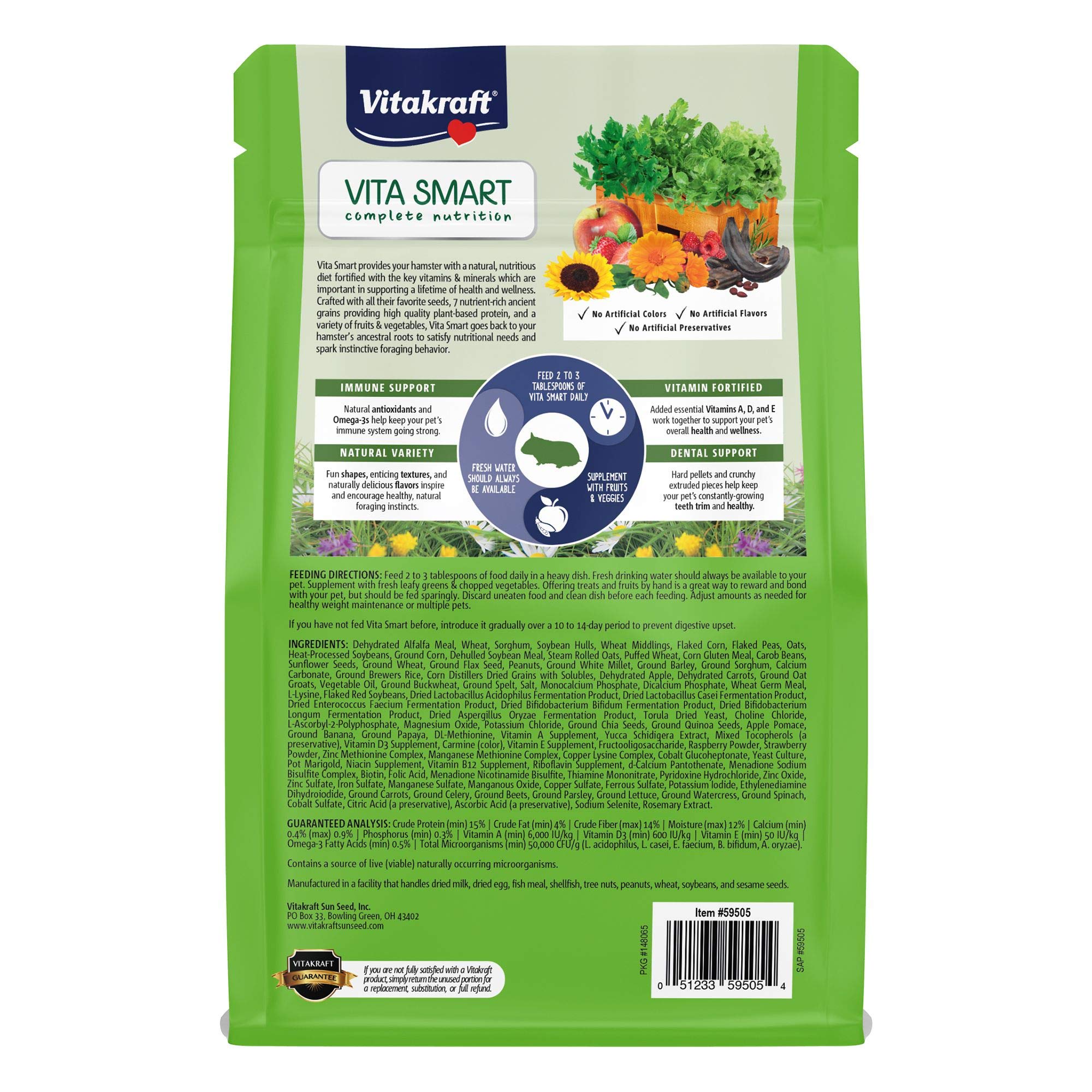 Vitakraft Vita Smart Hamster Food - Complete Nutrition - Premium Fortified Blend with Added Vitamins for Hamsters