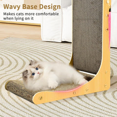 Cat Scratcher, L Shaped Cat Scratcher, 29.5 Inch Cat Scratching Board, Cat Scratchers for Indoor Cats Wall Mounted with 1 Bells, 3 Fur Balls, 1 Dolls and Catnip, X-Large