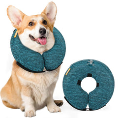 Dog Cones for Small Medium Large Dogs, Soft Cone for Dogs After Surgery Inflatable Dog Cone Alternative Recovery Donut Collar (Blue, S-Neck:8"-11")