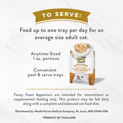 Purina Fancy Feast Appetizers Lickable Grain Free Cat Food Topper White Meat Chicken and Shredded Beef Appetizer - (Pack of 10) 1.1 oz. Trays