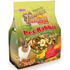 F.M. Brown's Tropical Carnival Natural Rabbit Food, 4-lb Bag - Vitamin-Nutrient Fortified Daily Diet with High Fiber Timothy Hay and Alfalfa Pellets for Optimum Digestion