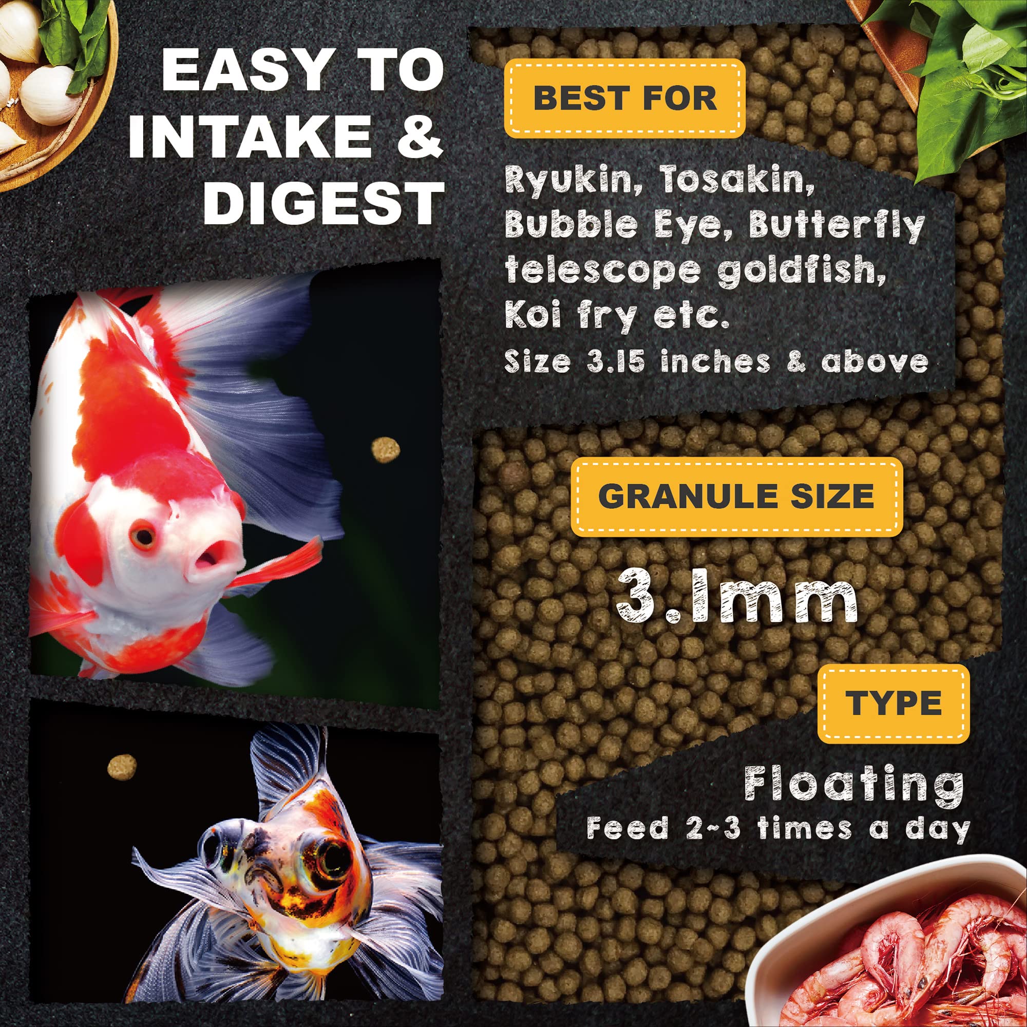 Ultra Fresh Floating Goldfish Food, Color Enhancing, Balanced Diet, All Natural Ingredients, Clear Water Formula, Goldfish Premium Pellet, 4.6 oz