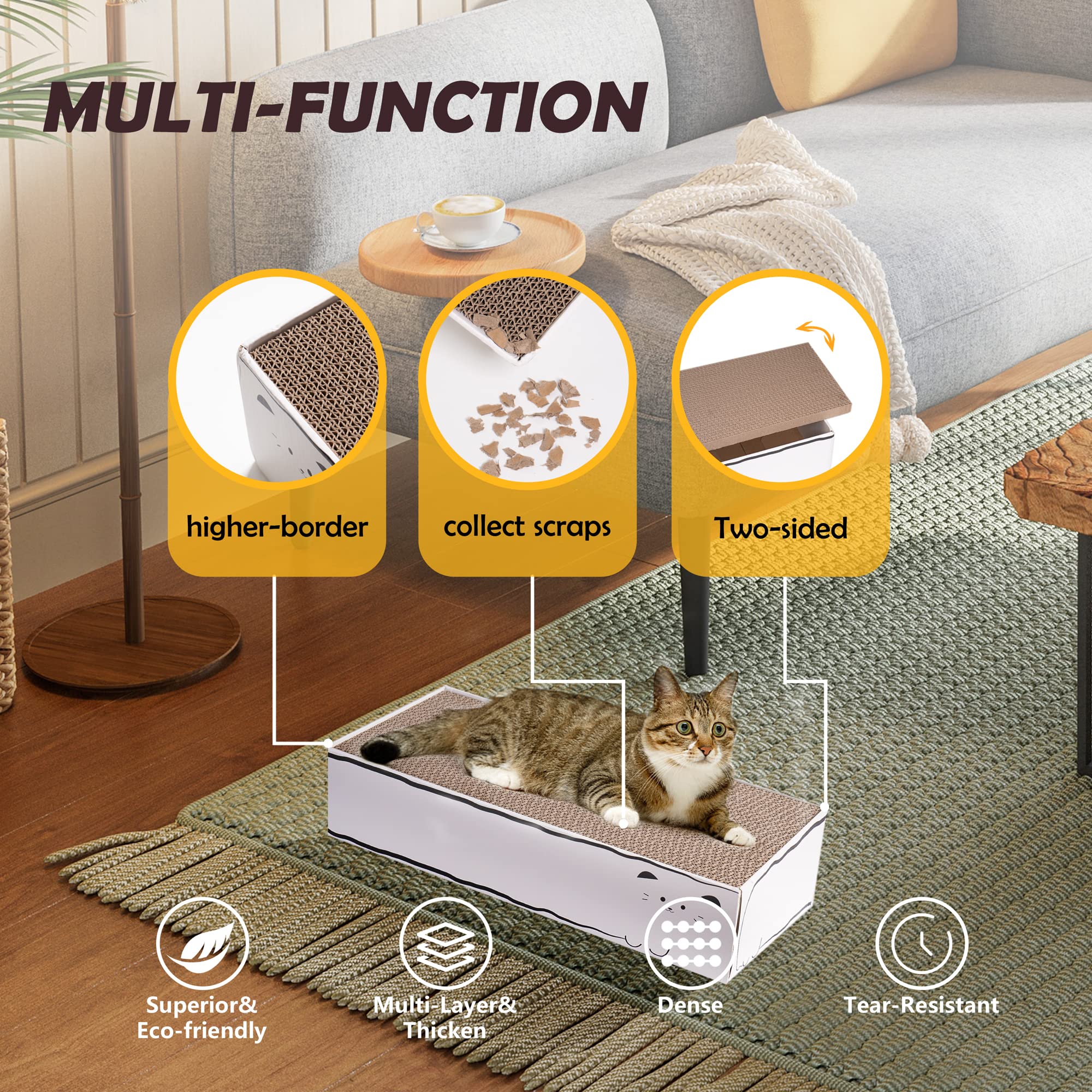 Smartbean Cat Scratcher, 17.3"L x 7.9"W x 4.7"H, Reversible Design for Double Service Life