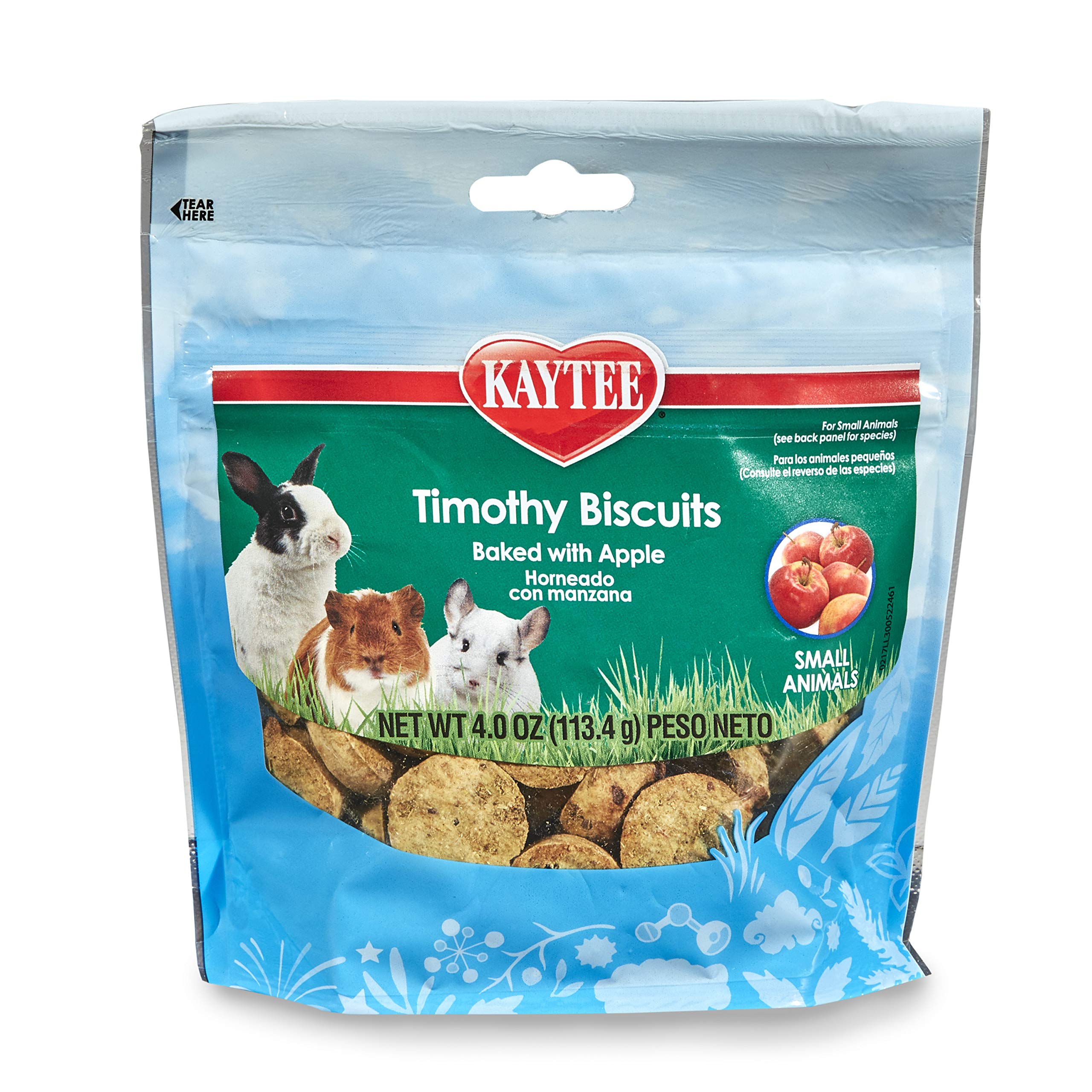 Kaytee Timothy Biscuits Baked Treat for Pet Guinea Pigs, Rabbits & Other Small Animals, Apple, 4 oz