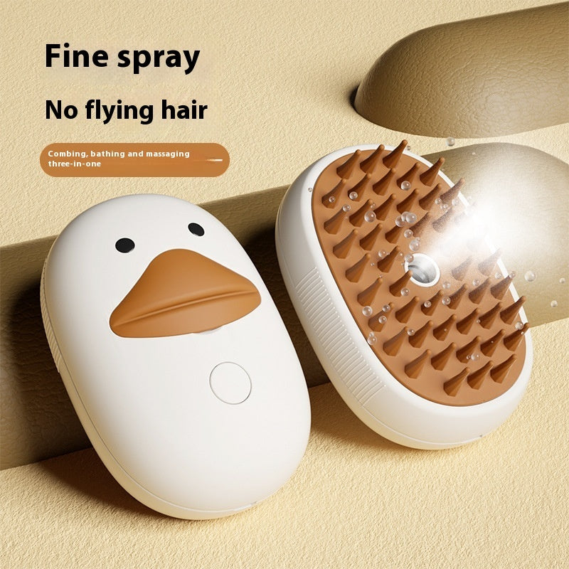 Pet Whale Small Yellow Duck Spray Massage Comb