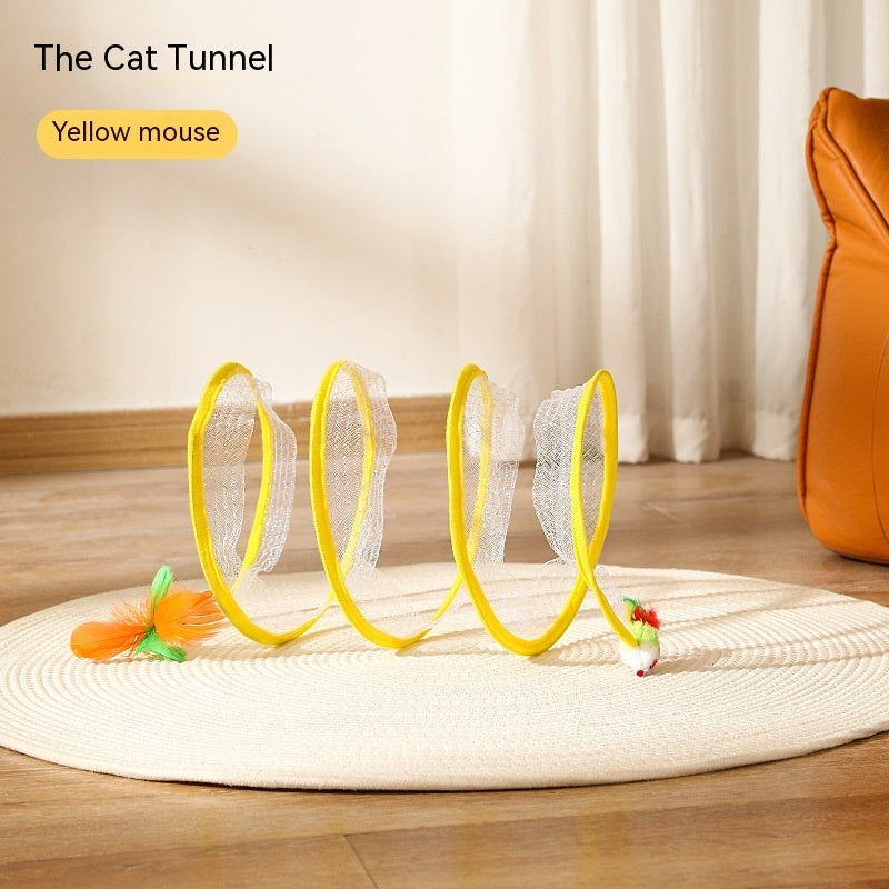 Elastic collapsible cat tunnel