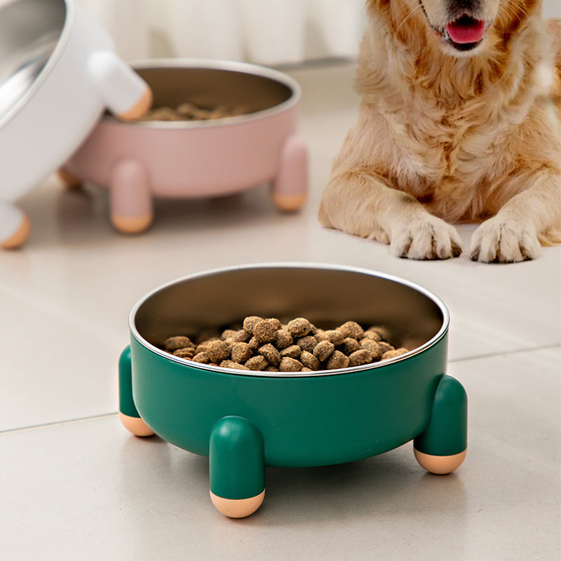 Cat Bowl High Feet Neck Support Pet Stainless Steel