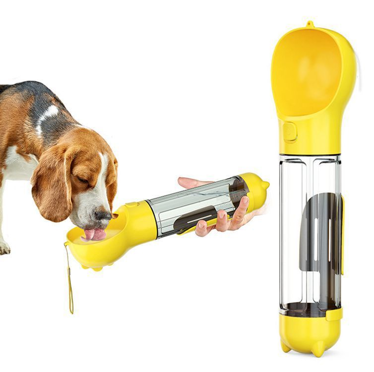 Cat Dog Water Bottle Food Feeder Poop Dispenser 3 In 1