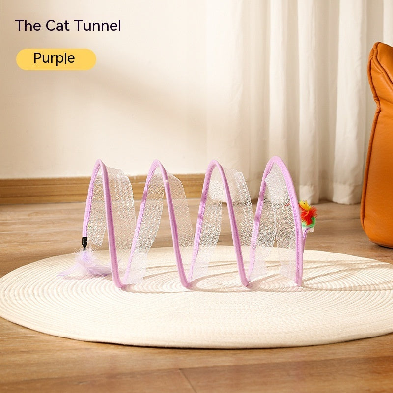 Elastic collapsible cat tunnel