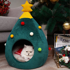 Christmas tree cat bed