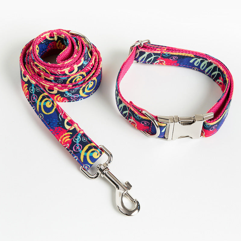 Graffiti Pet Collar Traction Rope Set