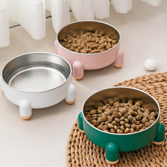 Cat Bowl High Feet Neck Support Pet Stainless Steel