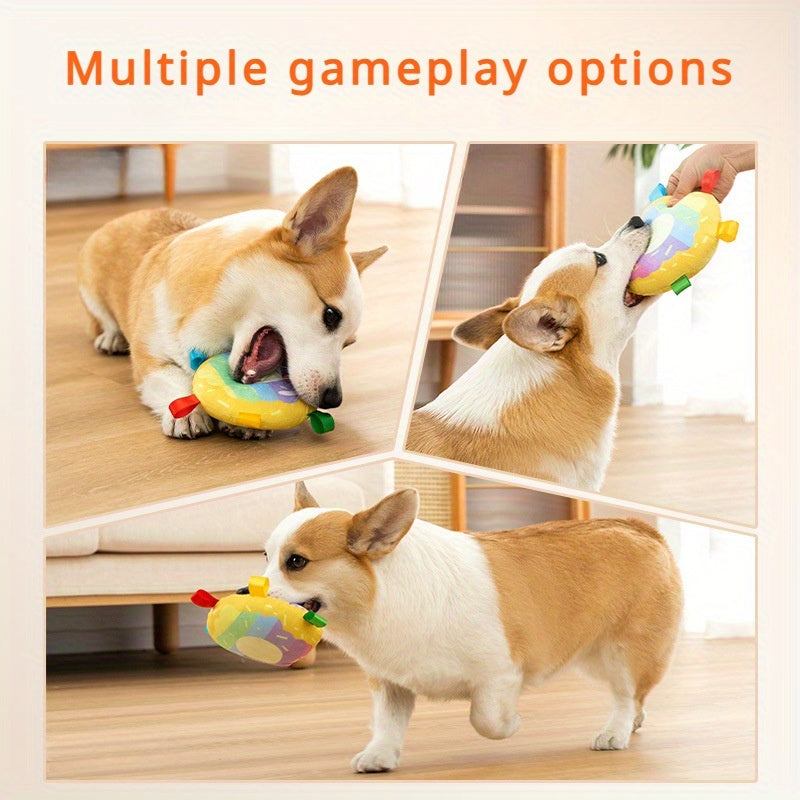 Cartoon Plush Flying Disc Toy Dog For Outdoor Play