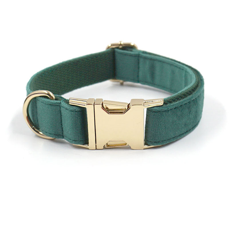 Green Velvet Dog Collar Leash